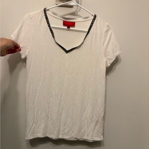 White V-Neck Women's Top